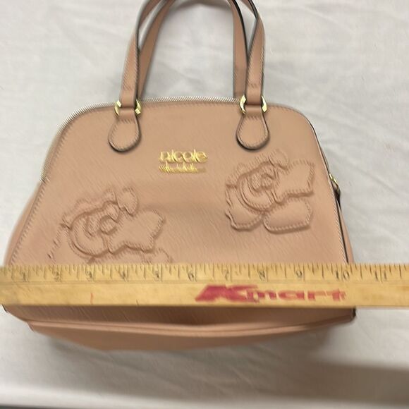 Nicole Miller Handbag Tote Embossed Floral Pattern - Picture 11 of 12